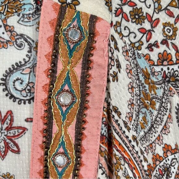 Cato Kimono Bohemian Embellished Trim Paisley Dolman Open Front Jacket 22/24 3x - Picture 5 of 10